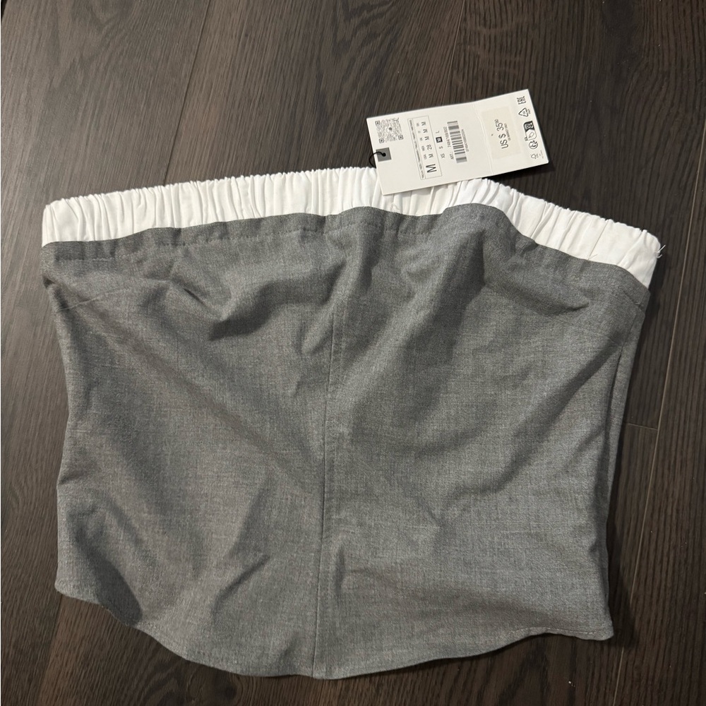 Zara Gray and White Crop Top